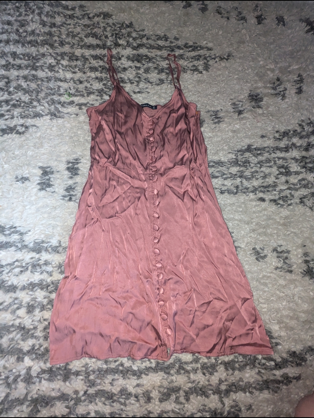 Abercrombie & Fitch Dusty Rose Button-Front Slip Dress